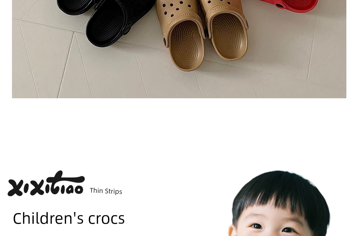 Thin Strap Children's Clogs Japanese Style Simple Boys' and Girls' Outdoor Beach Sandals Summer Parent-Child Closed-Toe Slippers — 12