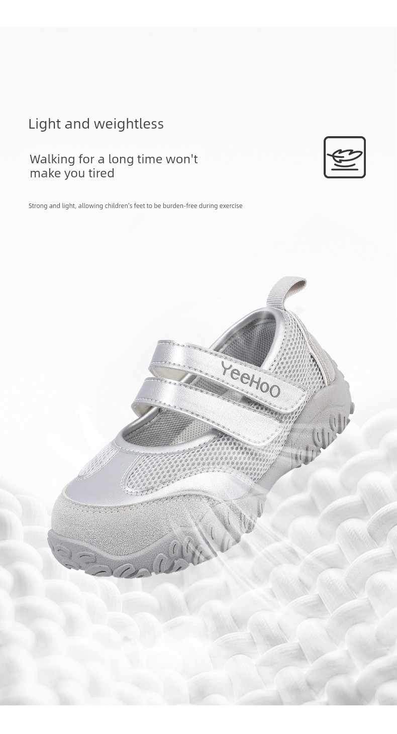 Yeehoo Children's Shoes for Girls, New Breathable Mary Jane Low-Top Sneakers, Baby Sandals, Children's Mesh Shoes — 8