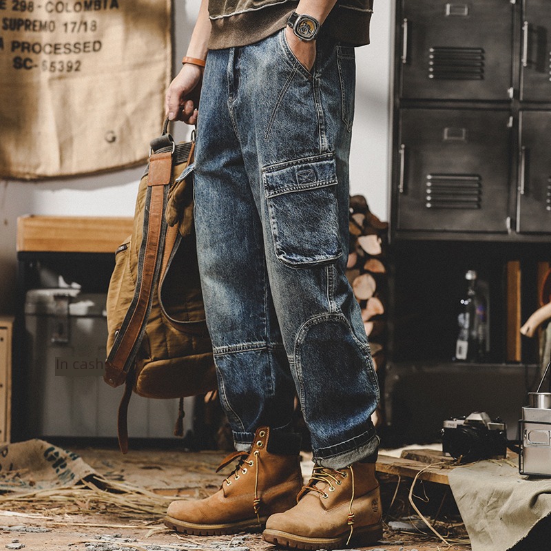 Pounds American style Chaopai work clothes autumn Stone mill Jeans
