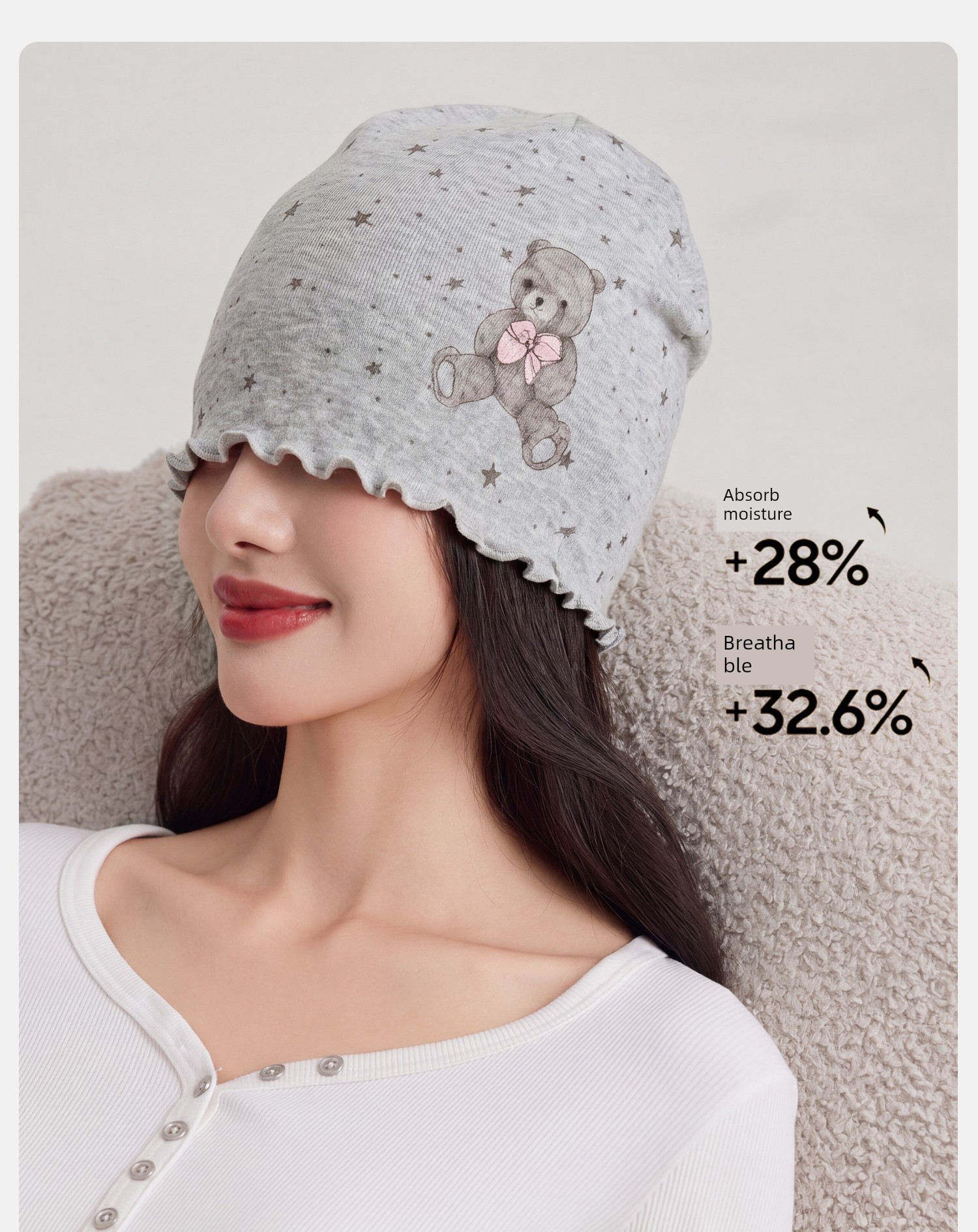 Postpartum Cotton Hat for Autumn and Winter with Cartoon Ruffle Edges, Moisture-Wicking, Breathable, Head-Protecting Sleep Cap for Large Head Circumference — 11