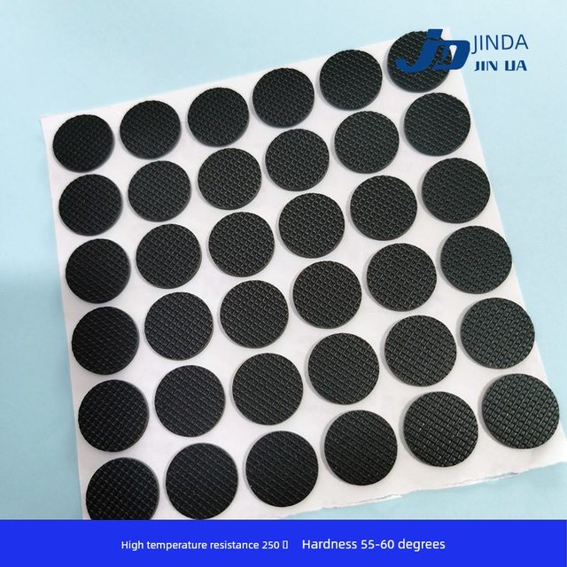 Black mesh plaid silicone board self-adhesive round silicone gasket 3M with rubber backing rubber plate anti-slip silicone rubber pad