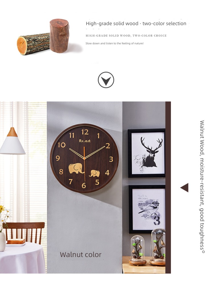 Northern Europe Simplicity Chinese style personality originality solid wood Wall clock