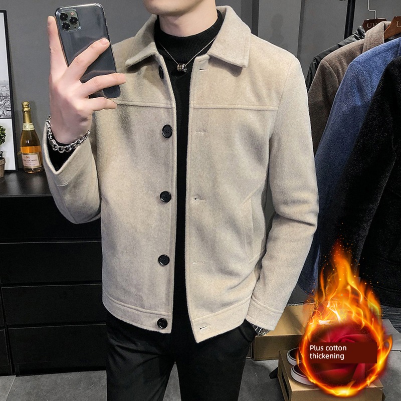 tide Autumn and winter Adding cotton Imitation mink man woolen overcoat