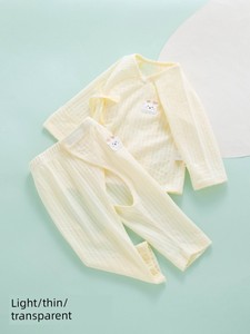 All-Cotton Pure Cotton Newborn Baby Two-Piece Set, Summer Thin Style, Autumn Clothing, Pure Cotton Monk-Style Clothes, O
