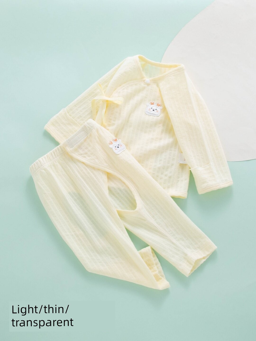 All-Cotton Pure Cotton Newborn Baby Two-Piece Set, Summer Thin Style, Autumn Clothing, Pure Cotton Monk-Style Clothes, Open-Crotch for Newborns
