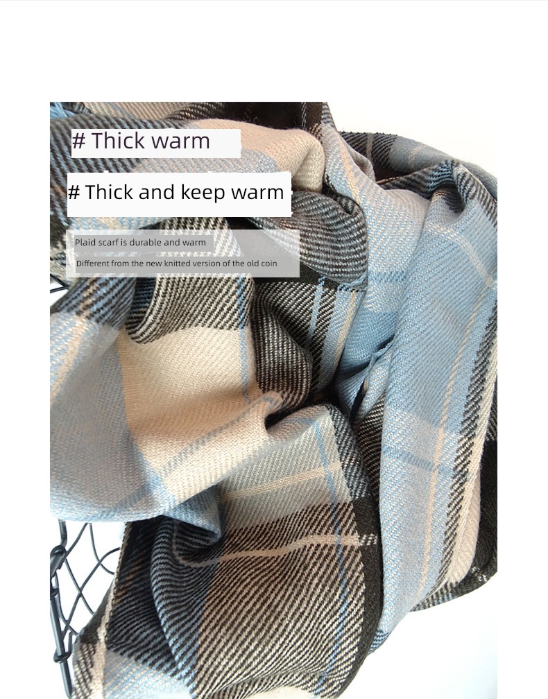 winter lattice student lovers female ins grey scarf