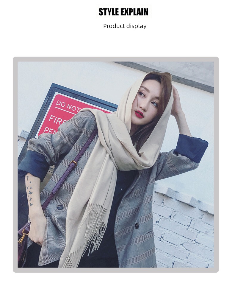female Autumn and winter Stylish and versatile thickening tassels scarf