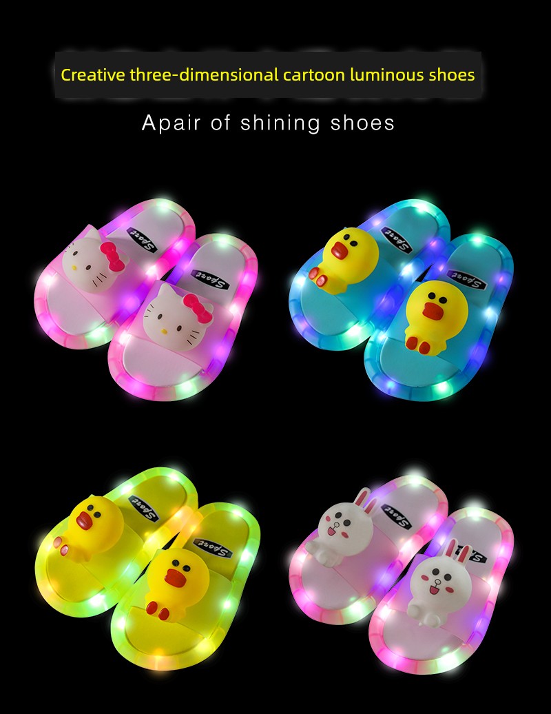 Children's Summer Slippers, Trendy on Instagram, Glowing Cartoon Design, for Boys and Girls, Kids and Babies, Indoor and Outdoor Non-Slip Colorful Sandals — 3