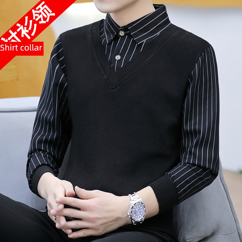 Fake two Vest Shirt collar Autumn and winter vest sweater