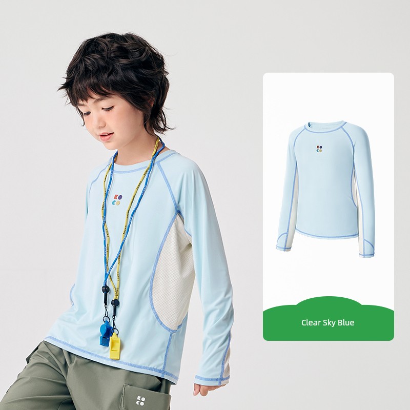 Kk Tree Children's Short-Sleeve Boys' and Girls' Quick-Dry T-Shirt, Sun-Protective Outdoor Sports Top, Long-Sleeve Summer Base Layer, Thin — 7