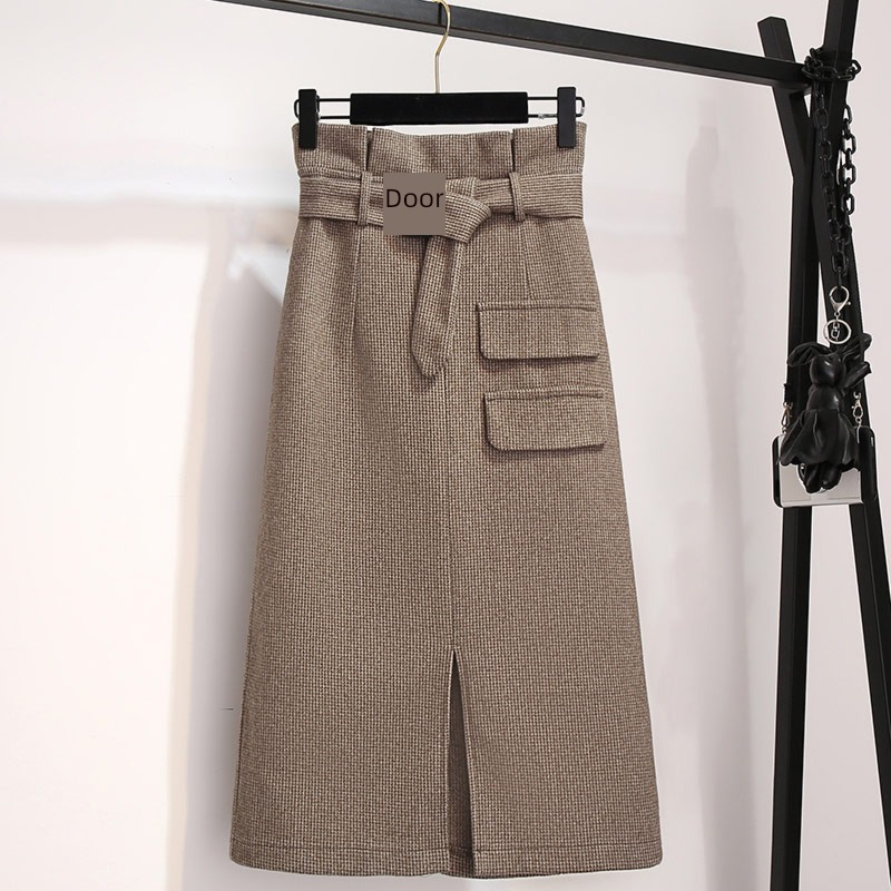 Milk coffee female Autumn and winter Medium and long term Advanced sense Woollen dress