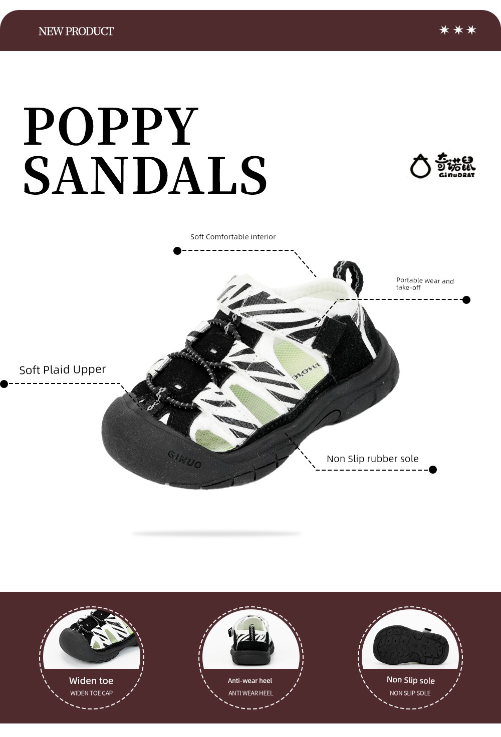 Summer Minority Simple Soft Bottom Closed Toe Zebra Toddler Shoes — 18