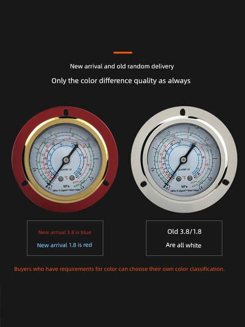 Refrigeration stainless steel refrigerant meter shock-resistant high and low pressure unit compressor unit cold storage cold dryer hydraulic oil meter