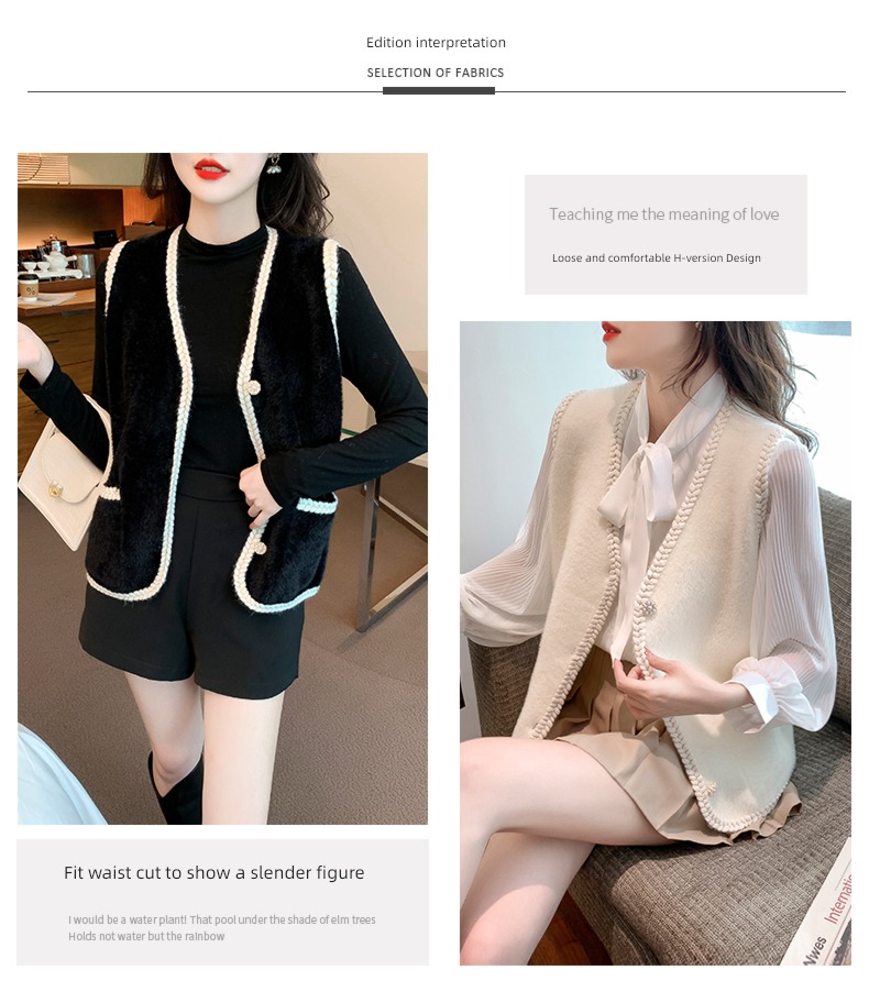 Little fragrance early autumn winter temperament Show thin white Cardigan