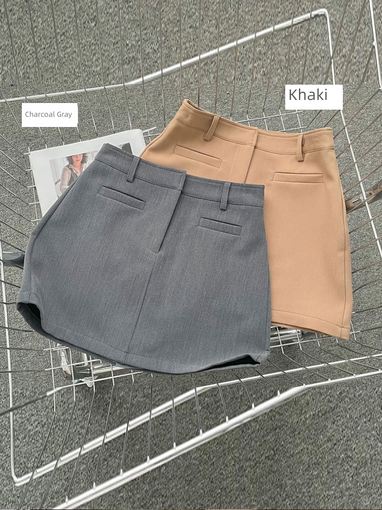 grey spring Korean version High waist Show thin Versatile Short skirt