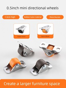 0.5-Inch Universal Wheel Directional Wheel Drawer Shoe Cabinet Baseboard Slider Tatami Mini Furniture Roller Rubber Whee