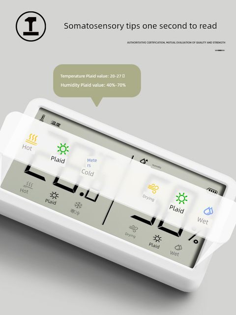 Green forest temperature and humidity meter clock household indoor baby room high-precision thermometer with time small magnetic humidity meter