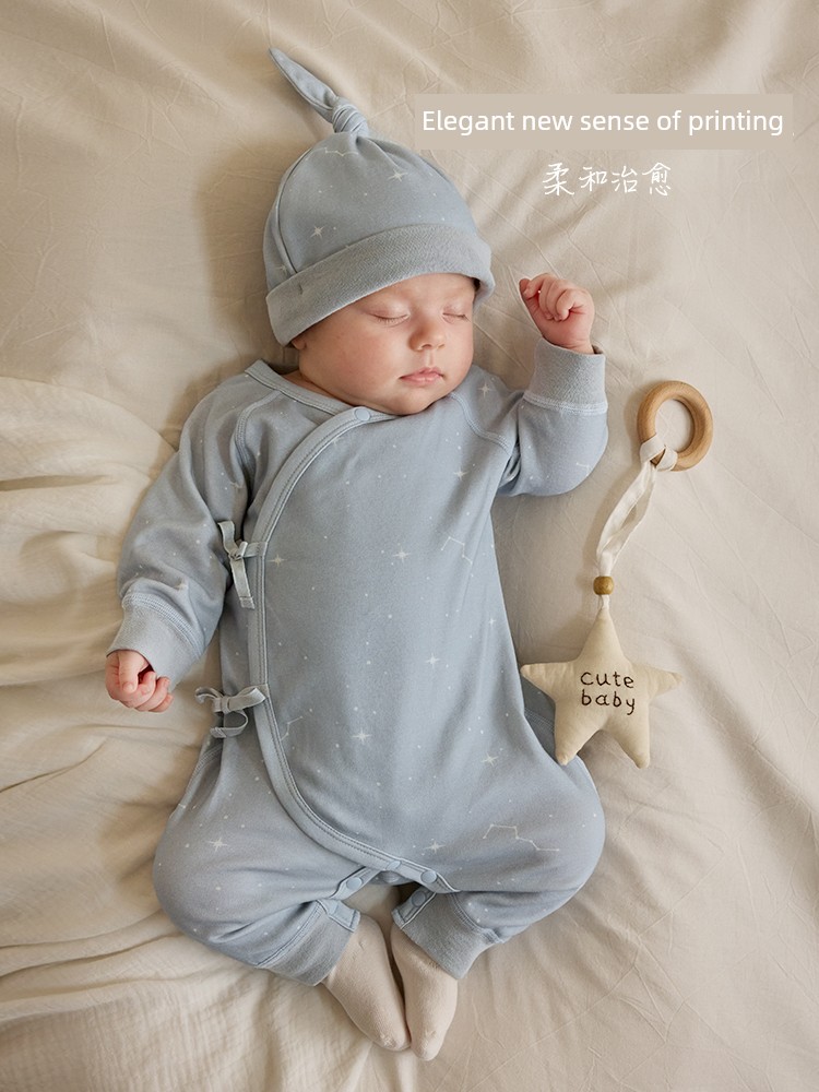 Koala Nose [Fun Little Elements·Simple and Clean Floral Design] Newborn Baby Romper Pure Cotton Bodysuit — 2