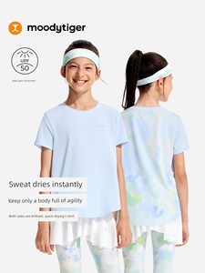 【仙女家族】moodytiger女童短袖夏季运动童装速干T恤中大童套装