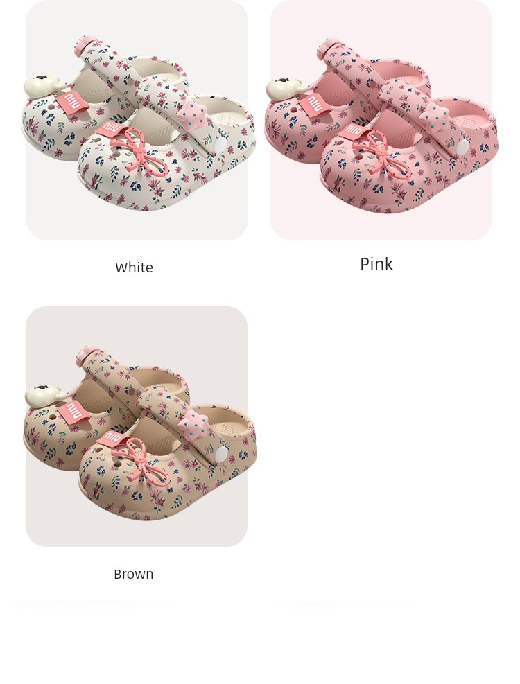 2026 New Children's Beach Sandals Mary Jane Clogs for Girls Summer Floral Bow Girls Princess Shoes — 6