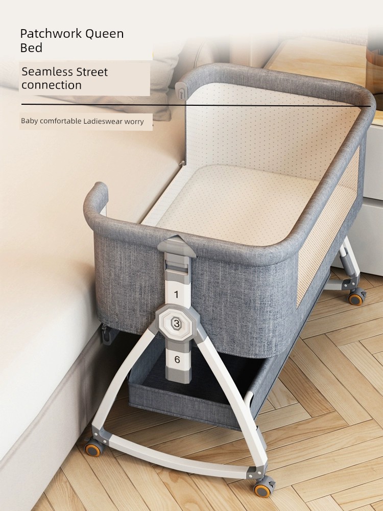 嬰兒床可移動便攜式寶寶搖籃床可摺疊多功能bb床新生兒童拼接大床 (7.2折)