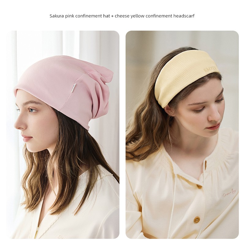 Manxi Bamboo Fiber Postpartum Headscarf for Pregnant Women, Windproof Head Protection, Solid Color Postpartum Headband, Non-Tightening after Delivery — 3
