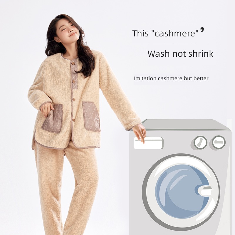 There is a tree ma'am Coral velvet thickening keep warm pajamas