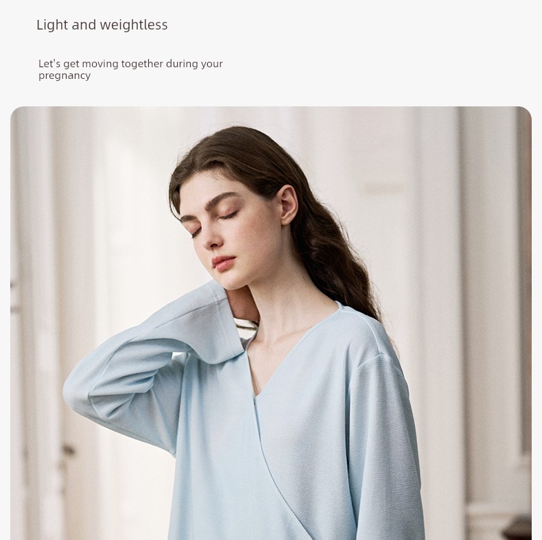 Manxi Autumn and Winter Camellia Waffle Nursing Clothes Yoga Sports Wearable Postpartum Outfit Maternity Homewear Set — 30