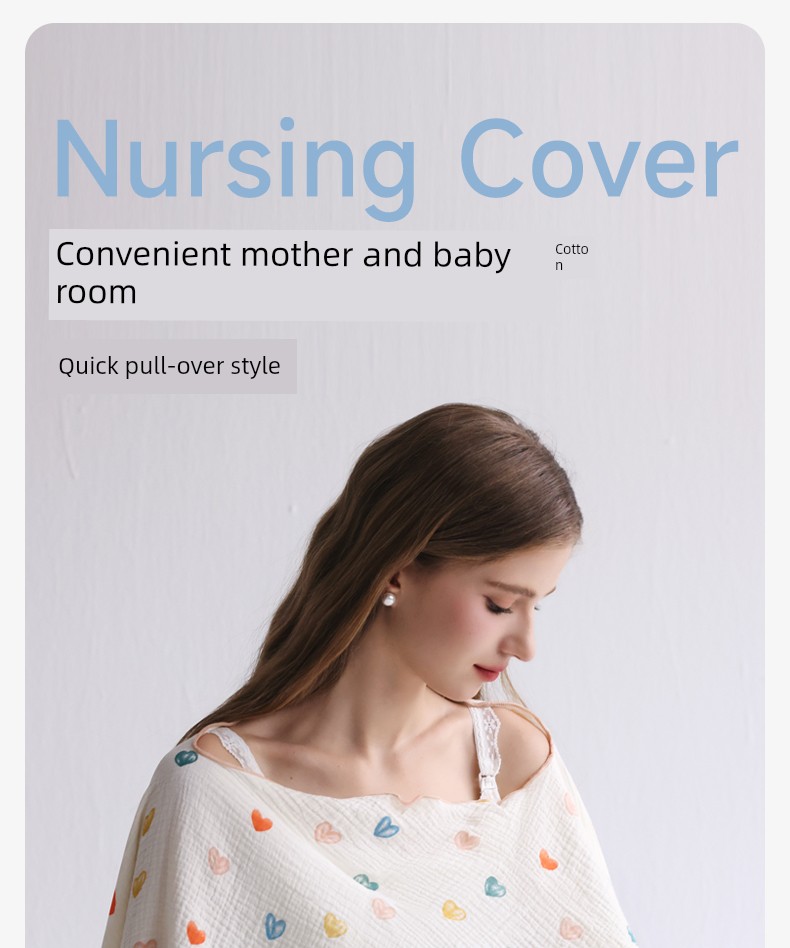 Nursing Cover Cloth Pure Cotton Nursing Towel out Cover Feeding Artifact Fashion Tape Extra Large Confinement Shawl Covering Clothing — 2