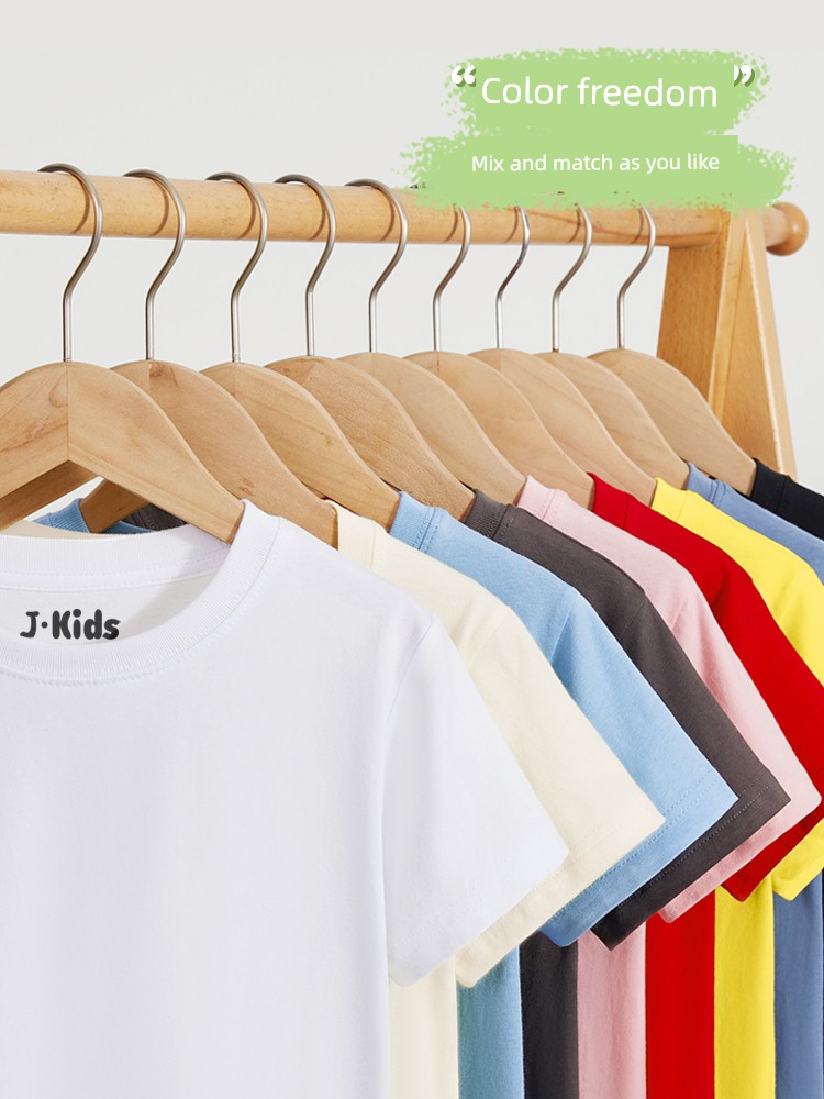 Zhenvis J. Kids Kids White Short Sleeve Summer Pure Cotton Three-Proof Half Sleeve Pure Color New Arrival Boys Girl T-Shirt — 20