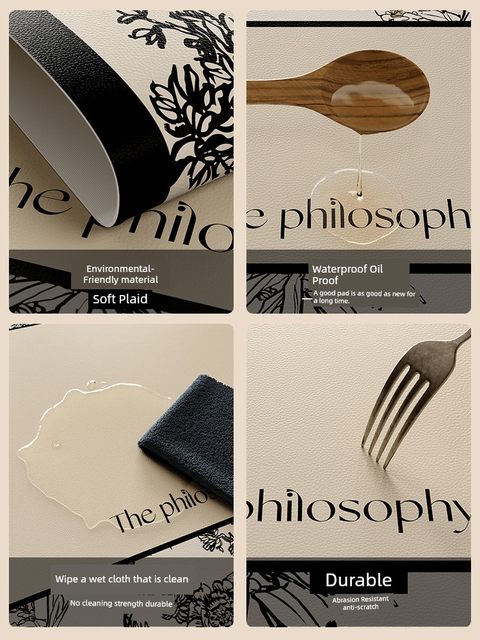 Light luxury dining table mat high-end heat insulation mat anti-scalding Western place mat waterproof oil-proof simple modern leather place mat