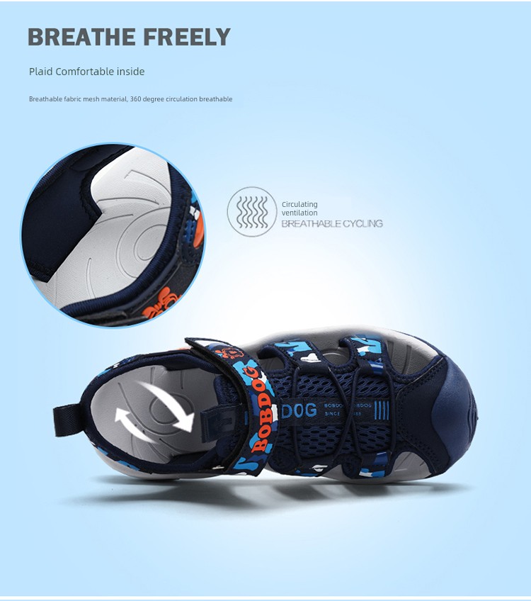 Bobdog Sandals Summer Kids Casual Beach Shoes Boys Toe Box Soft Bottom Non Slip Boys Medium and Large Children's Shoes — 7