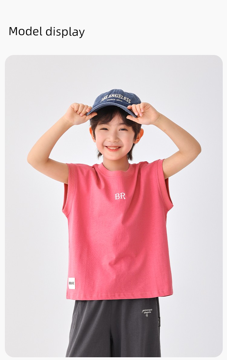 Haima's Boys' Pure Cotton Summer Thin Vest 2026 New Style Children's Sleeveless T-Shirt Boys' Outerwear Set Trendy — 14