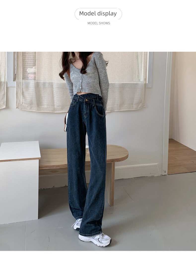 pear-shaped body  spring and autumn Sense of design High waist Wide leg pants