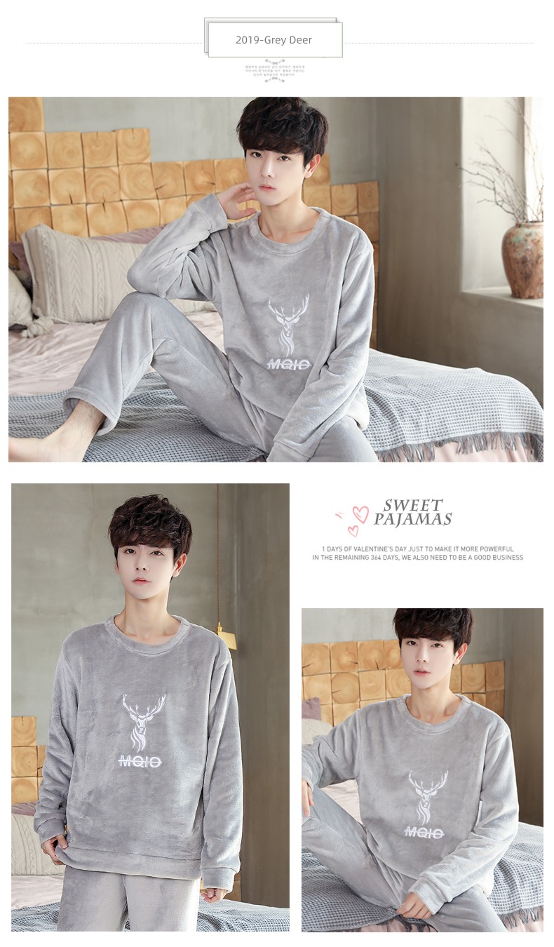 male thickening keep warm Flannel Condom Autumn and winter pajamas