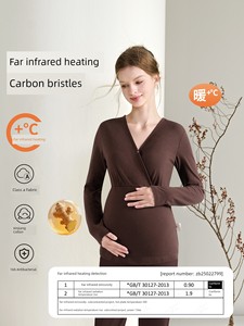 Hot Cocoa | Maternity Pajamas with Chest Pads for Autumn and Winter, Postpartum Cotton Shirt, Maternity Sleepwear, Nursi
