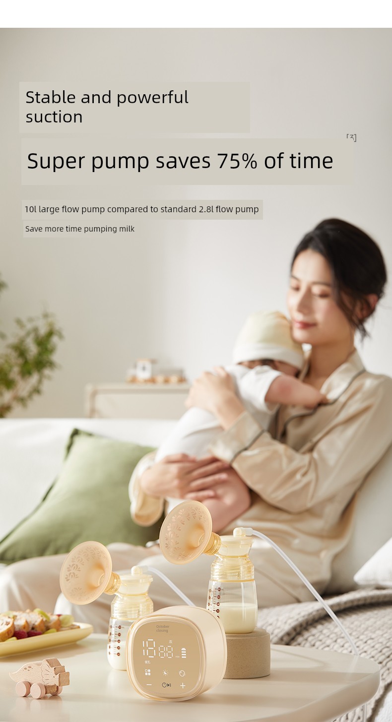 Dad's Quality Check | October Crystal P3 Double-Sided Electric Breast Pump, Fully Automatic, Painless, Hands-Free, Silent Milk Collector — 35