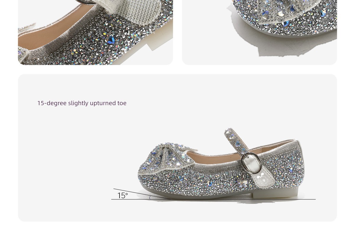 Babudou Genuine Leather Girls' Shoes Princess Crystal Shoes 2026 New Spring and Autumn Children's Soft-Soled Girls' Leather Shoes — 17
