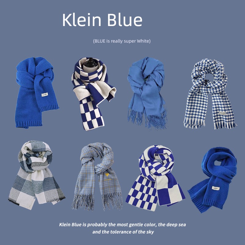 Klein girl student winter Versatile Whitening lattice scarf
