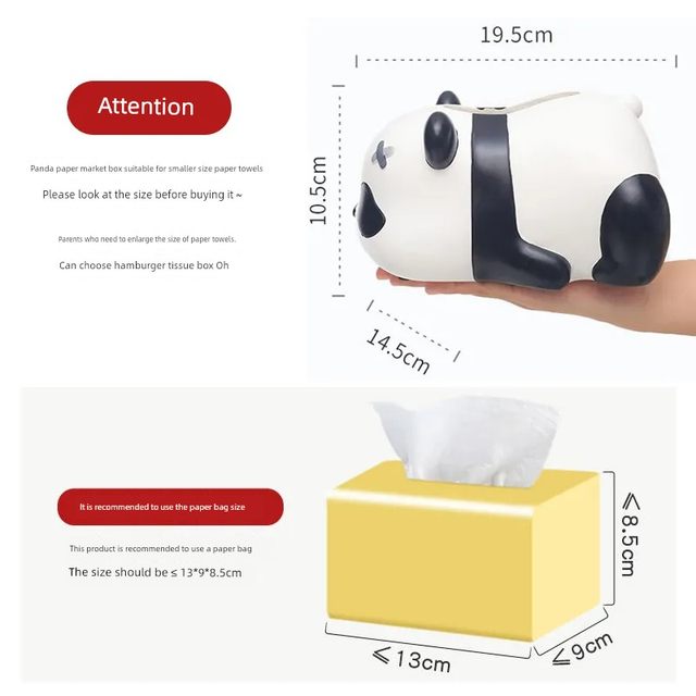 Cartoon cute panda tissue box ornaments creative home living room coffee table desktop tissue storage cardboard box for home use