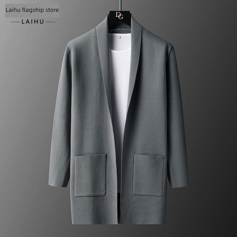 tide autumn fashion handsome Medium and long term Lapel Sweater