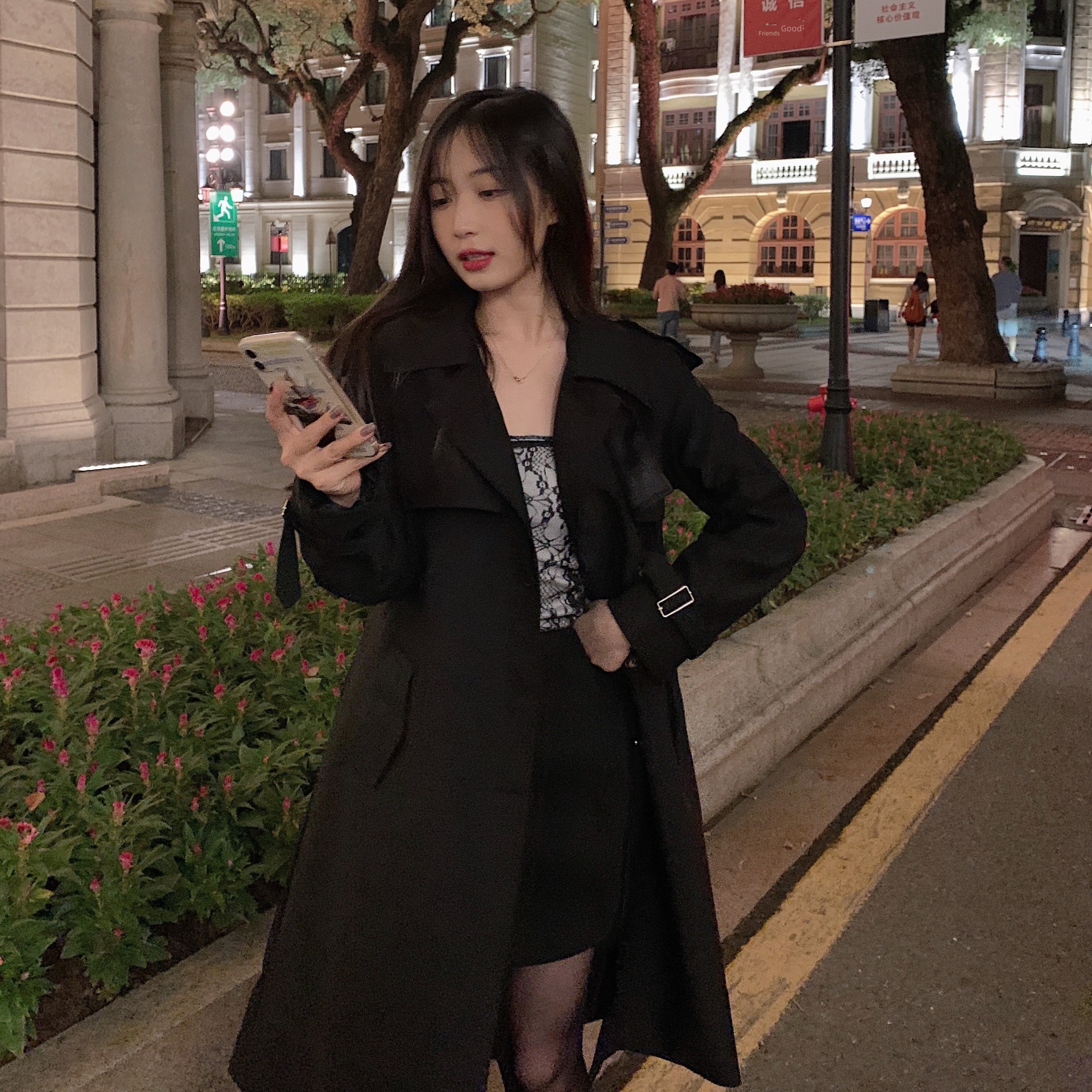loose coat female Fat mm Medium and long term leisure time Windbreaker loose coat