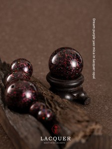 Natural Lacquer Single Bead Necklace Accessory with Opal and Mica Inlaid in Lacquer, Handcrafted Jewelry Dream Purple Ob