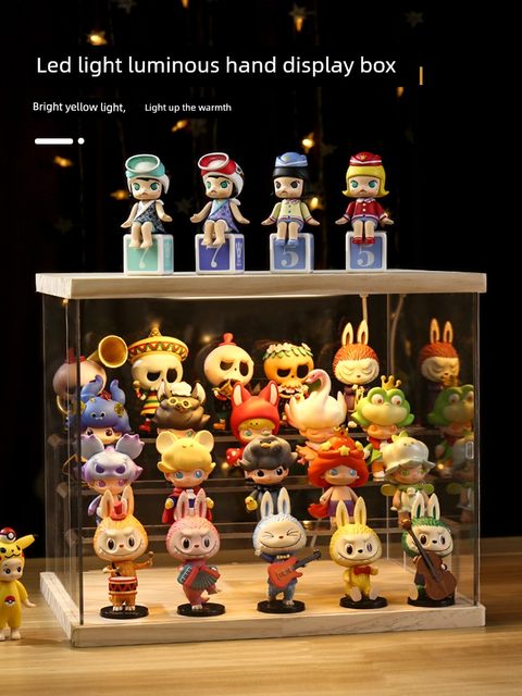 Blind box storage display rack with light dustproof doll display cabinet suitable for Pop Mart storage box figure display box