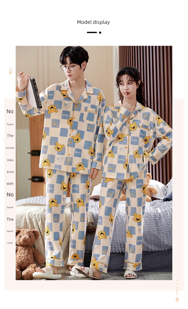 Spring and Autumn pure cotton Han Fan Cartoon female lovers pajamas