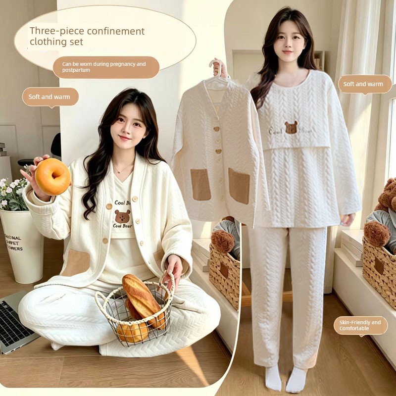 Postpartum Clothing Spring and Autumn Maternity Home Wear Set Plus Size Nursing Pajamas for Pregnant Women Summer — 5