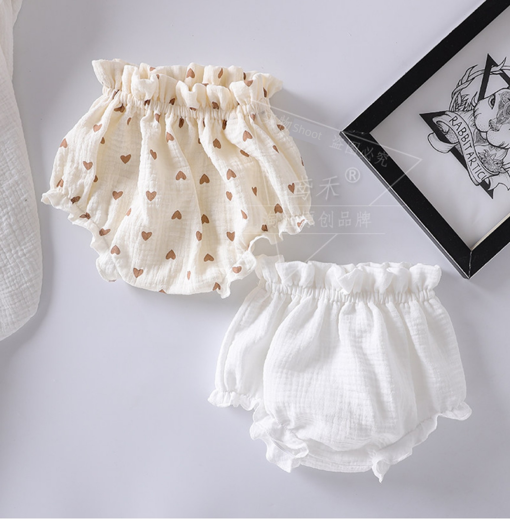 Pp Baby Summer Pure Cotton Thin Beige Base Shorts — 5