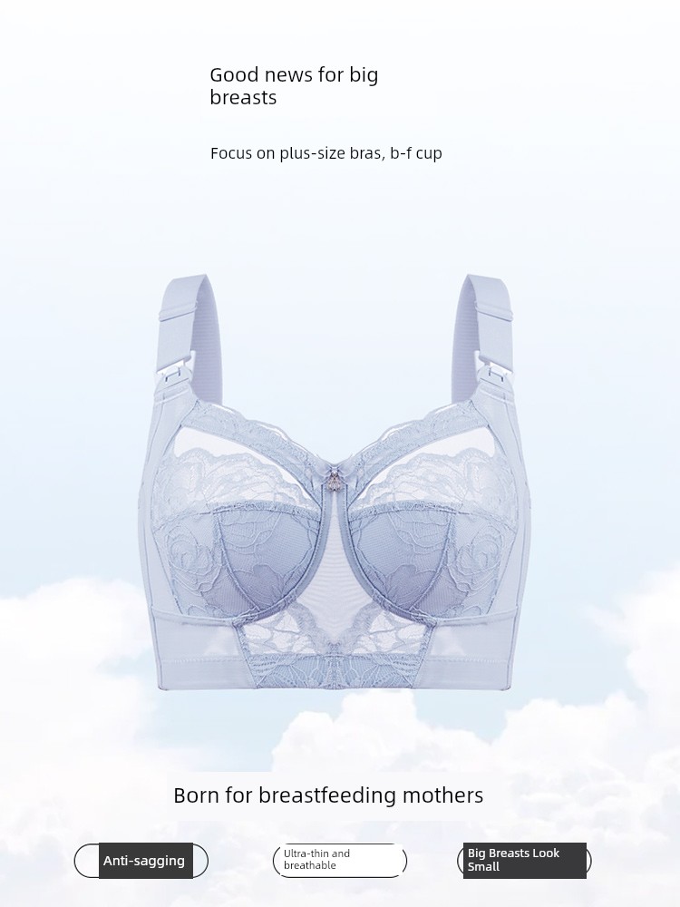 Plus-Size Nursing Bra, Ultra-Thin Full-Cup, Minimizer Maternity Bra, Anti-Sagging for Large Breasts, Postpartum Breastfeeding Bra — 3