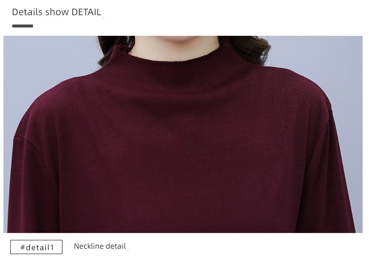 Medium length Half high collar fashion Inner lap knitting sweater