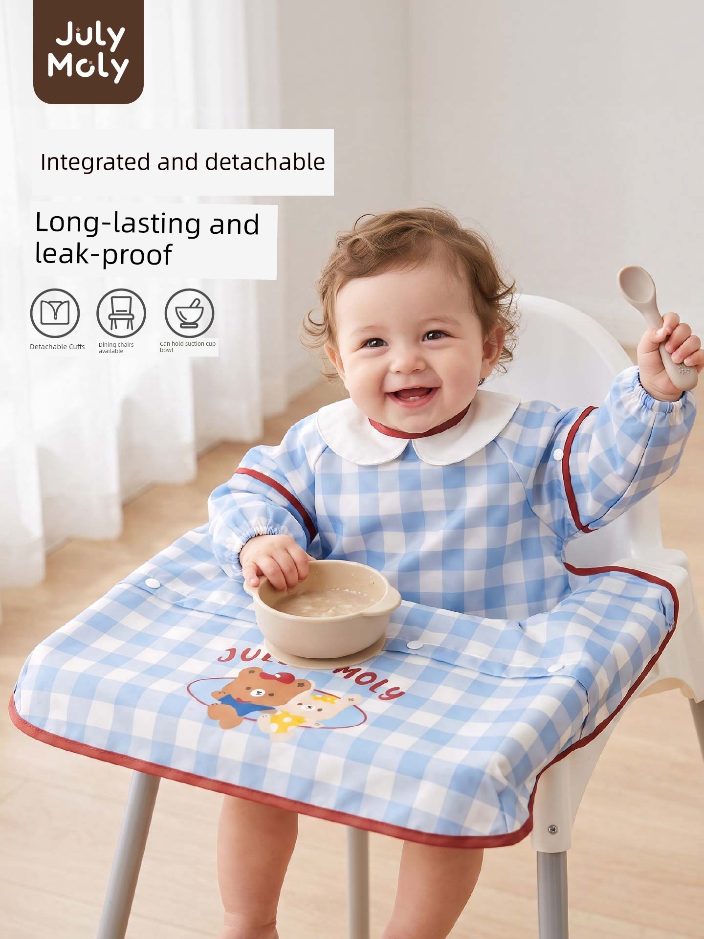 Julymoly All-In-One Dining Chair Cover Baby Feeding Bib Infant Food Bib Waterproof Children's Apron